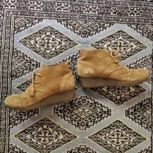 Lands' end suede wedge booties